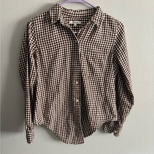 2/$10 Madewell Brown and White Plaid Shirt